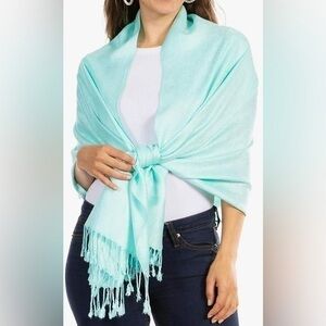Pashmina Light Blue Silk Scarf